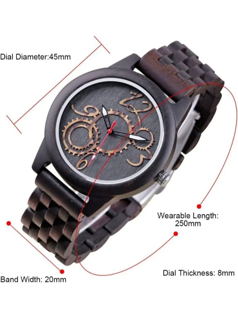 Men's Brown Classic Handmade Tang Buckle Bamboo Analog Date Quartz Wooden Watch